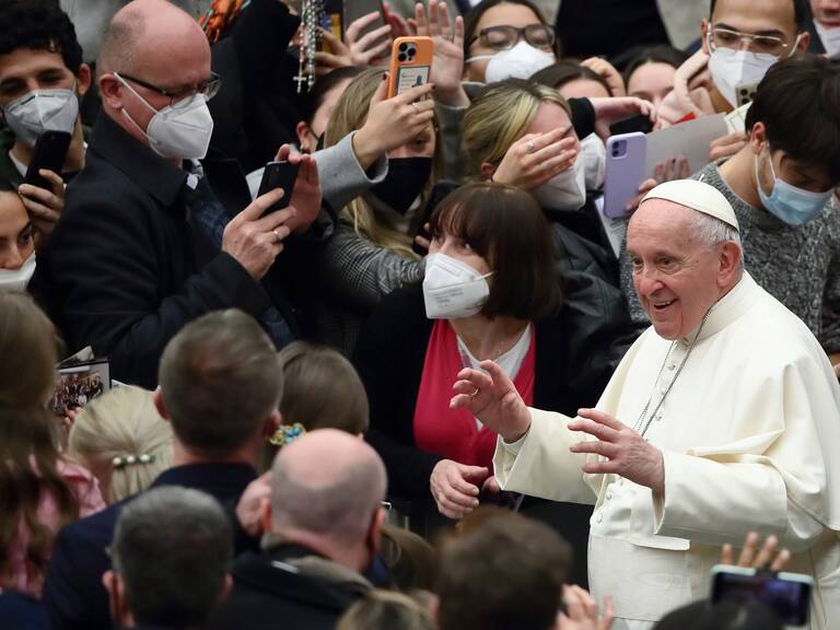 Papa Francisco during the General Audience in the Paul VI Hall. Vatican City (Vatican), February 9th, 2022 (Photo by Grzegorz Galazka/Archivio Grzegorz Galazka/Mondadori Portfolio via Getty Images)