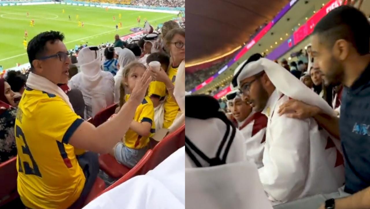 Hinchas de Ecuador y Qatar protagonizan tenso cruce en el partido inaugural del Mundial
