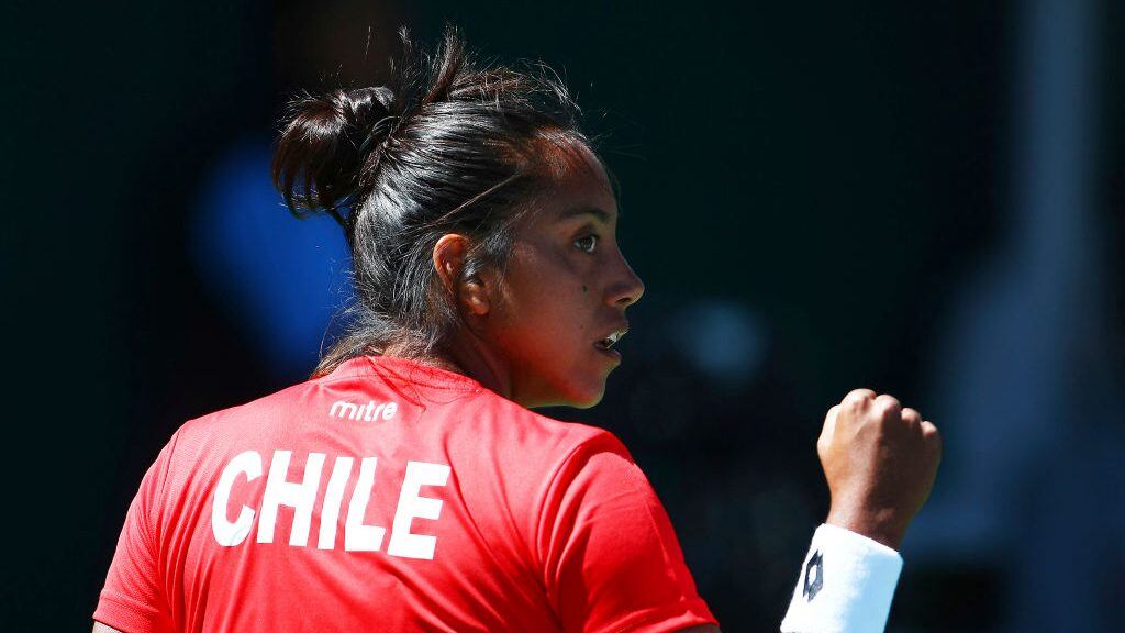 TOLUCA, MEXICO - FEBRUARY 09: Daniela Seguel of Chile celebrates after wining a point during the fourth day of the Tennis Fed Cup American Zone Group 1 at Club Deportivo La Asuncion on February 09, 2017 in Toluca, Mexico. (Photo by Jaime Lopez/Jam Media/Latin Content/Getty Images)