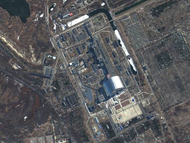 Imagen satelital de la central nuclear de Chernóbil