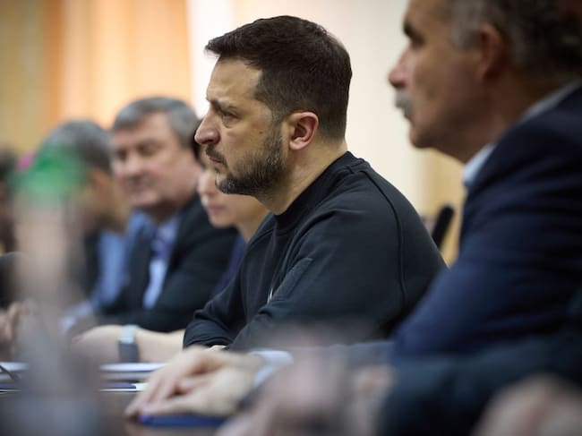 El presidente de Ucrania, Volodimir Zelenski, durante una reunión oficial en la ciudad de Kiev.