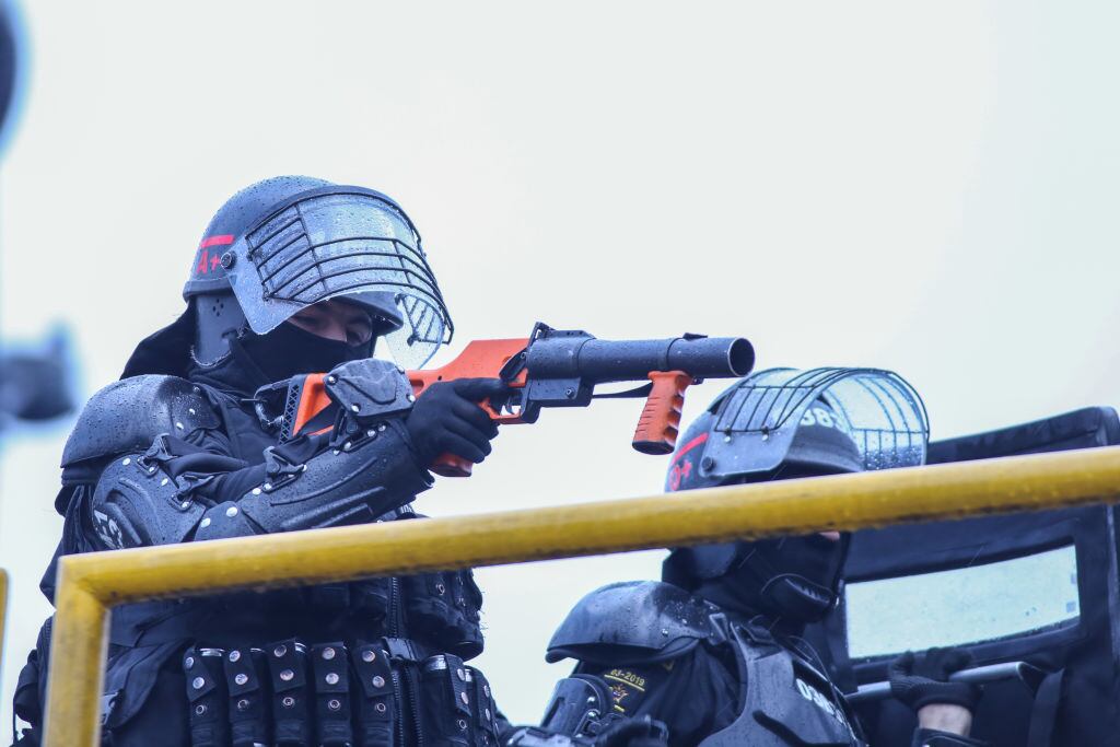 La represión policial en la capital colombiana Bogotá