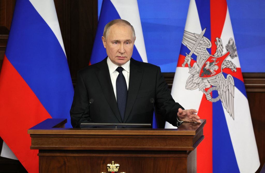 El presidente de la Federación de Rusia, Vladimir Putin, da un discurso en el Kremlin