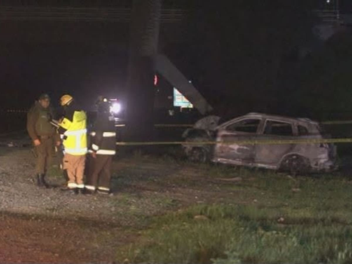 Conductor muere tras chocar contra una palmera y quedar atrapado en auto que se incendió en la Ruta 78