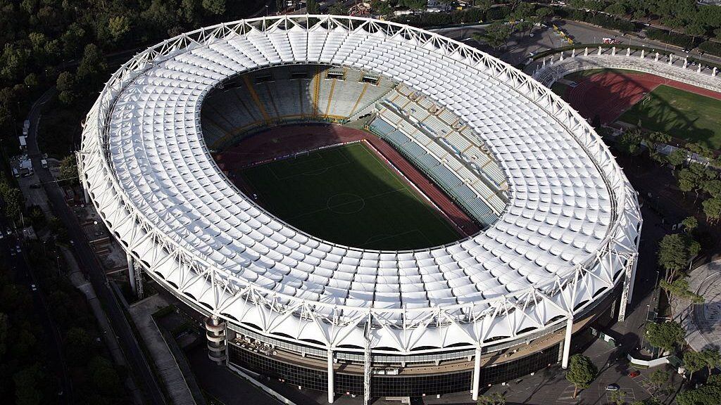 ROME - OCTOBER 23:  The picture shows an aerial view of the Olympic Stadium on October 23, 2007 in Rome, Italy.  (Photo by Gareth Cattermole/Getty Images)