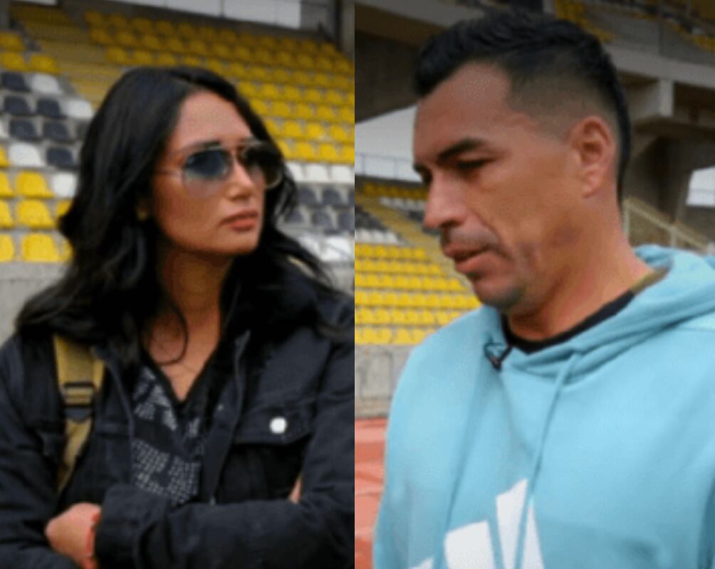 Esteban Paredes le hace broma a Pamela Díaz.