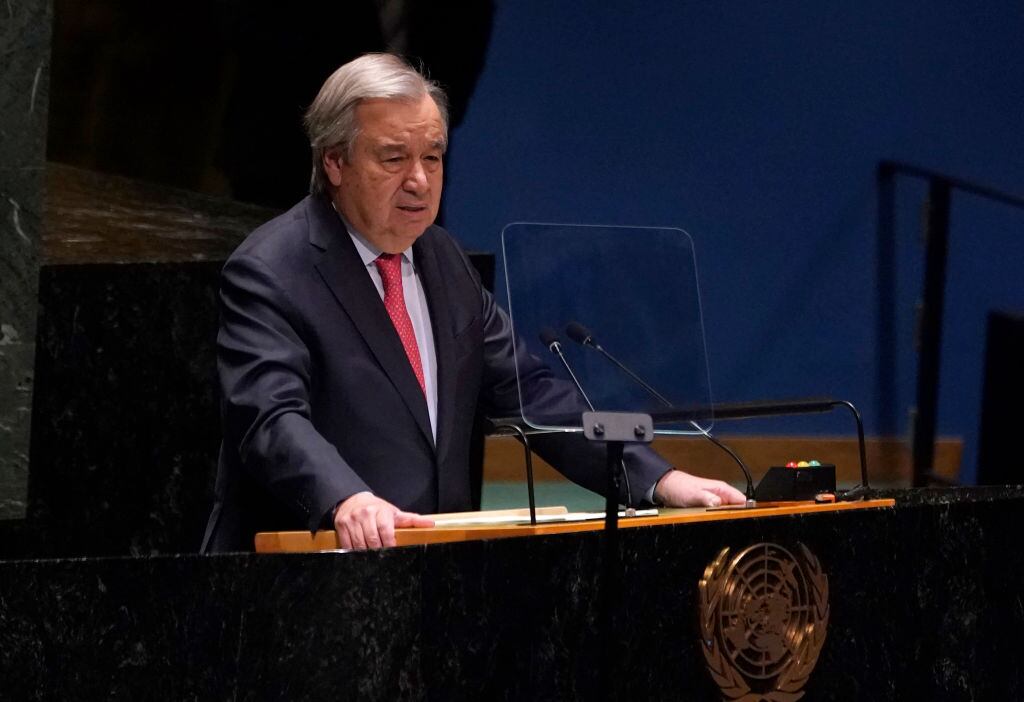 El secretario general de la ONU, Antonio Guterres, habla ante la asamblea