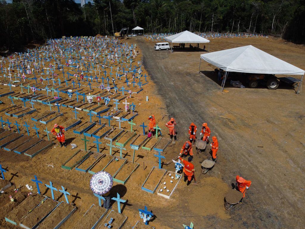 Un cementerio para víctimas del Covid-19 en Brasil