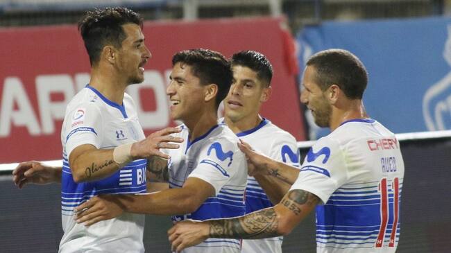 4 de Abril del 2021/SANTIAGO Zanpedri celebra su gol y el dos a cero para su equipo, durante el partido valido por la segunda fecha del Campeonato Nacional AFP PlanVital 2021, entre Universidad Catolica vs Palestino, disputado en el Estadio San Carlos de Apoquindo. FOTOMarco Muga/AGENCIA UNO