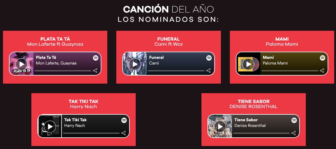 Canción del año, Premios MUSA