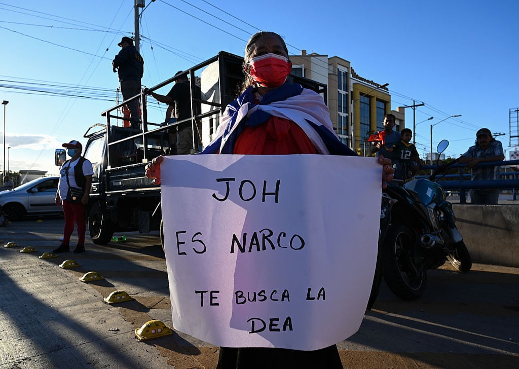 Manifestación contra el presidente de Honduras en Tegucigalpa
