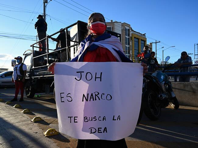 Manifestación contra el presidente de Honduras en Tegucigalpa