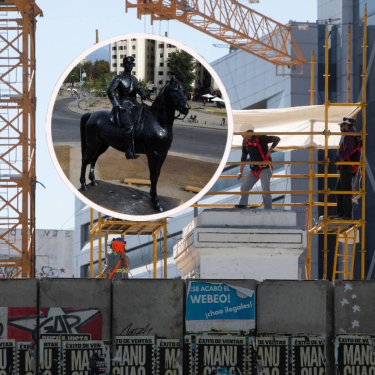 Tras casi cinco años de ser retirada, la estatua del General Baquedano vuelve a Plaza Italia