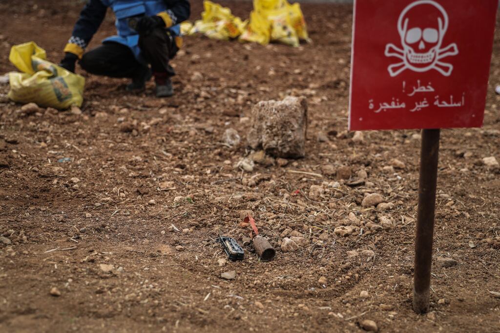 Alerta de una zona con minas antipersonales en el territorio de Siria