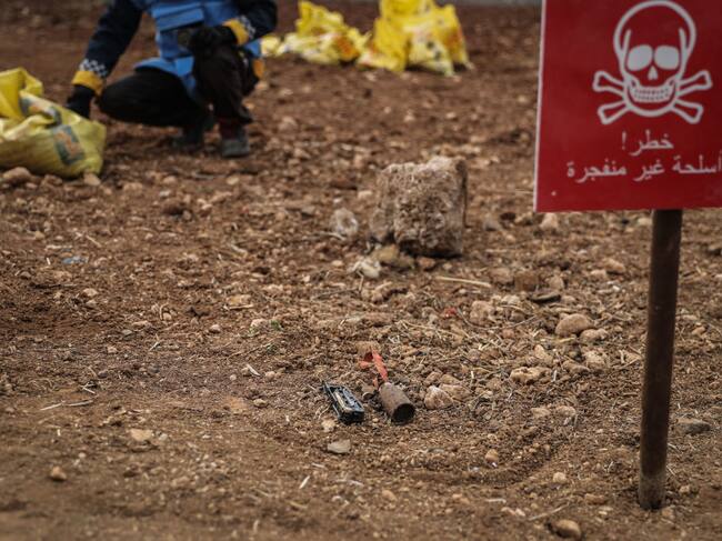 Alerta de una zona con minas antipersonales en el territorio de Siria