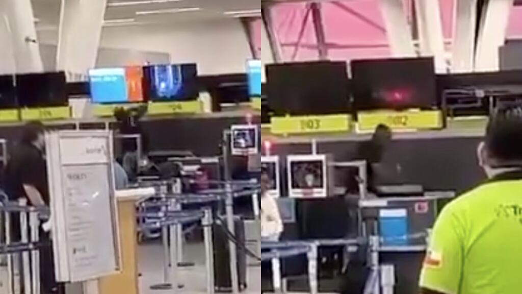 Le cobraron exceso de equipaje: pasajero rompe con martillo televisores en el Aeropuerto de Santiago