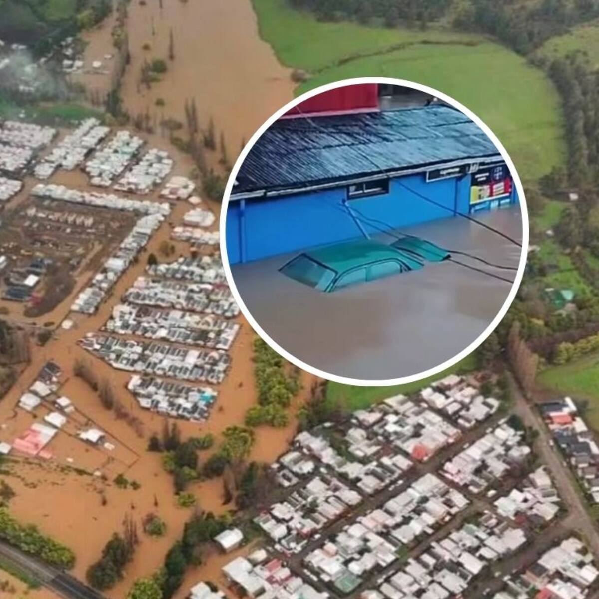 Desborde del río Rehue obliga a evacuar sectores de Angol: casas y vehículos quedaron bajo el agua