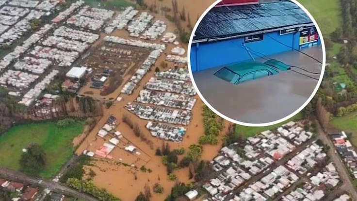 Desborde del río Rehue obliga a evacuar sectores de Angol: casas y vehículos quedaron bajo el agua