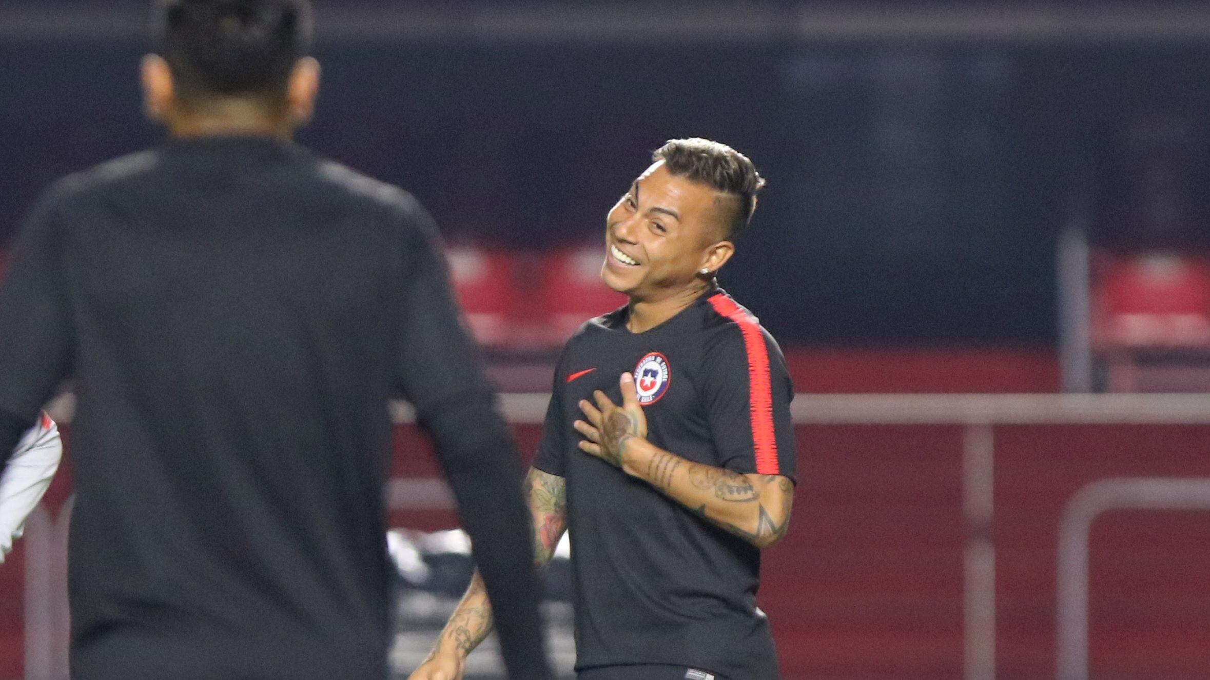 Eduardo Vargas, durante el entrenamiento de Chile en el Estadio Morumbi, previo al debut por la Copa America 2019, donde enfrentara a ala Selección de Japon.FOTO: RODRIGO SAENZ/AGENCIAUN