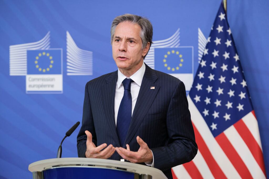 El secretario de estado de EEUU Antony Blinken ante los medios