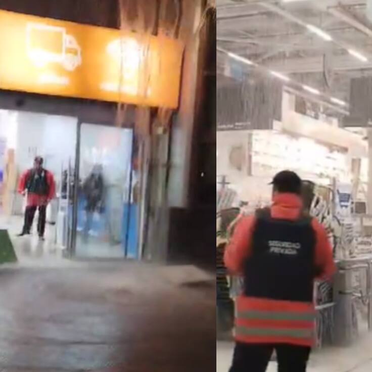 Fuertes lluvias en Talca: reportan “cascadas” por inundación al interior de tienda de mall