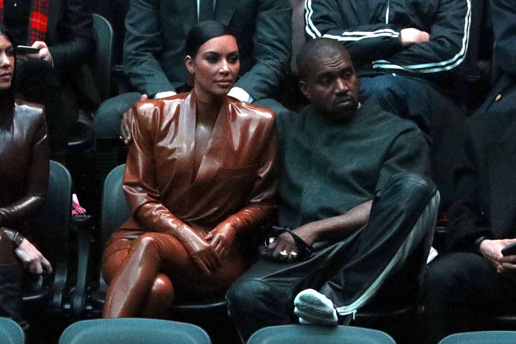 PARIS, FRANCE - MARCH 01: (EDITORIAL USE ONLY) Kim Kardashian and Kanye West attend the Balenciaga show as part of the Paris Fashion Week Womenswear Fall/Winter 2020/2021 on March 01, 2020 in Paris, France. (Photo by Pierre Suu/Getty Images)