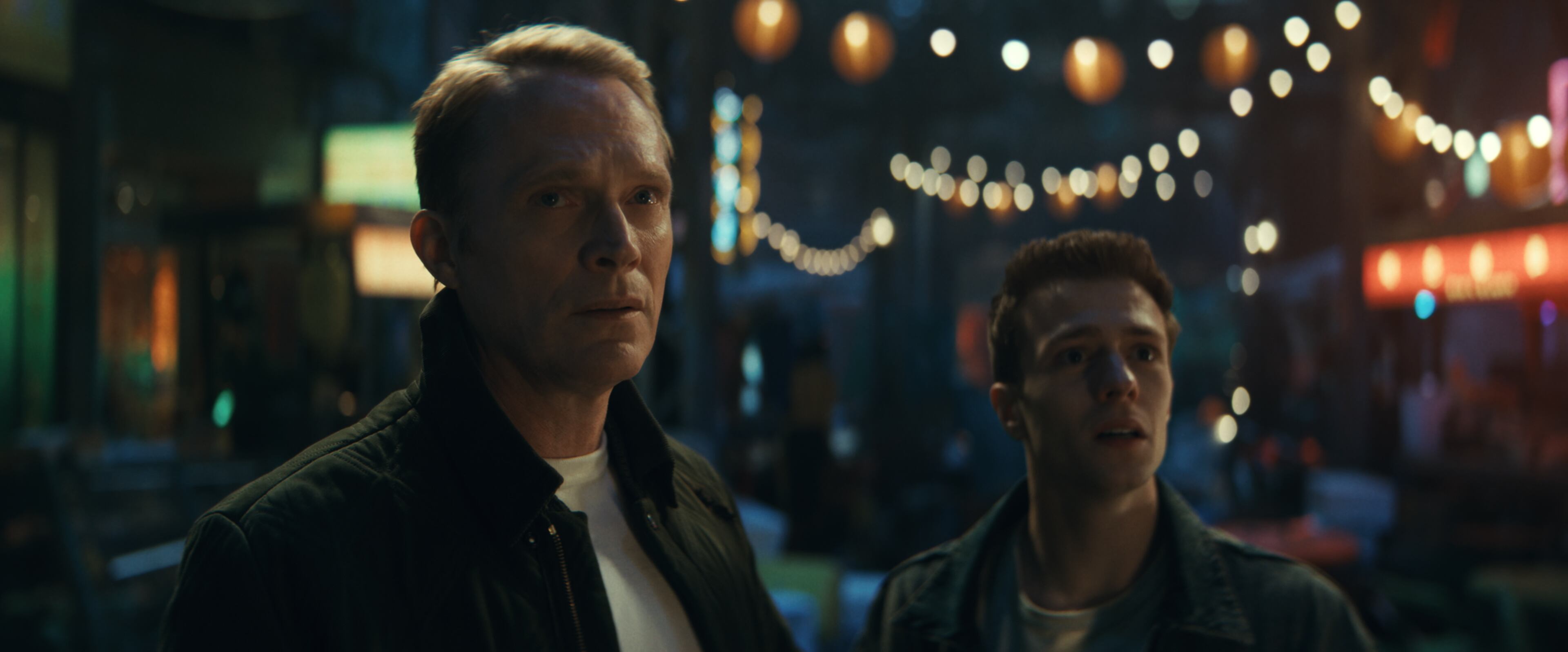 (L - R) Paul Bettany and Ruaridh Mollica in VisionQuest exclusively on Disney+. Photo courtesy of Marvel. © 2026 Marvel. All Rights Reserved.