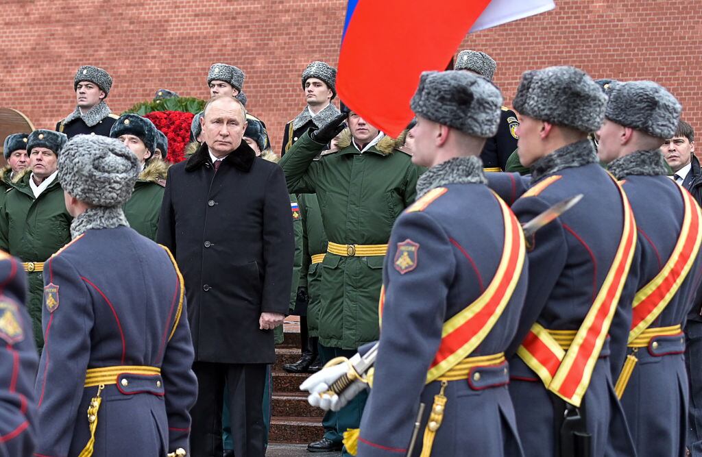 El presidente Vladimir Putin en un homenaje a las fuerzas armadas de Rusia