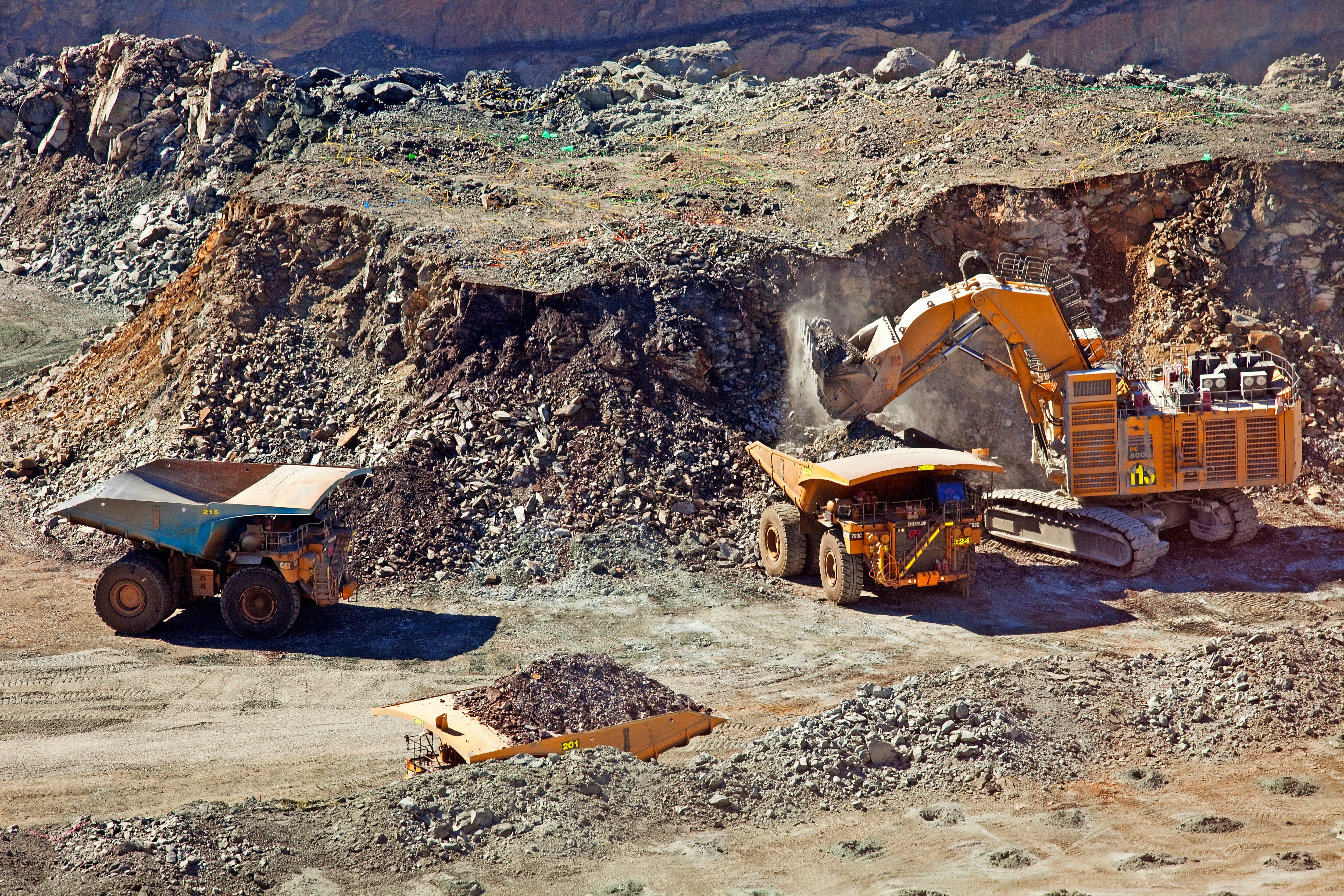 Dump truck at "Super pit " KCGM gold mine being loaded.