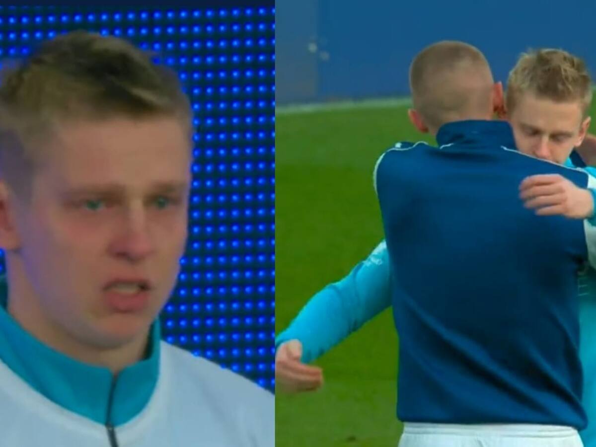 Zinchenko no aguantó las lágrimas y entregó emotivo abrazo a su compatriota ucraniano en el partido Everton-Manchester City