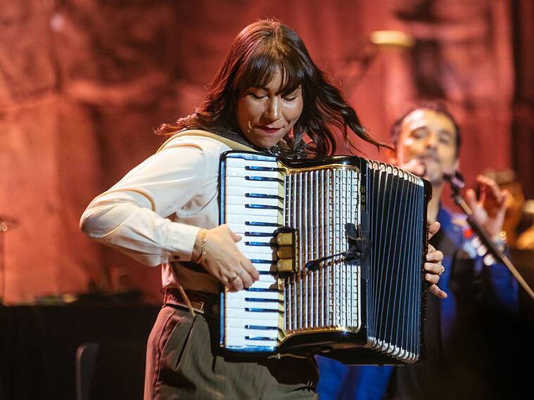 MONTERREY, MEXICO - MARCH 29: Carmen Ruiz, of Los Bunkers Chlean band, performs at Escenario GNP Seguros on March 29, 2025 in Monterrey, Mexico. (Photo by Medios y Media/Getty Images)