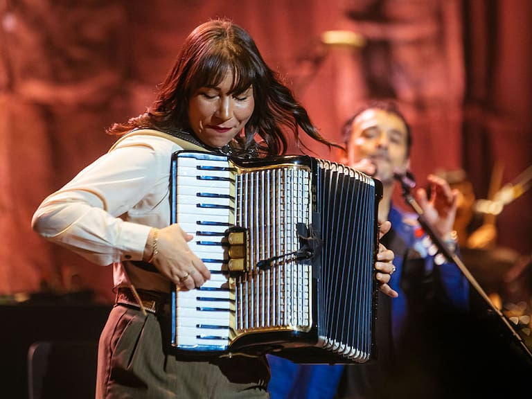 MONTERREY, MEXICO - MARCH 29: Carmen Ruiz, of Los Bunkers Chlean band, performs at Escenario GNP Seguros on March 29, 2025 in Monterrey, Mexico. (Photo by Medios y Media/Getty Images)
