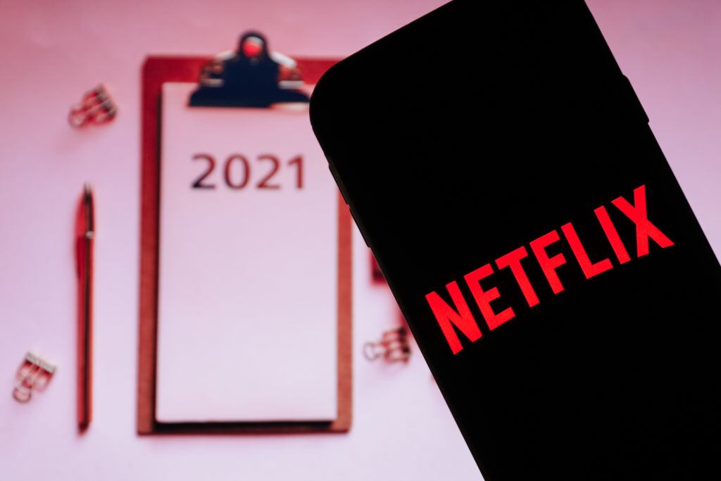 POLAND - 2020/12/30: In this photo illustration a Netflix logo seen displayed on a smartphone. (Photo Illustration by Filip Radwanski/SOPA Images/LightRocket via Getty Images)