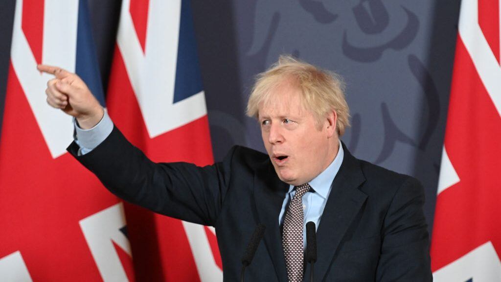 LONDON, ENGLAND - DECEMBER 24: Prime Minister, Boris Johnson holds a press conference on reaching a Brexit trade deal in Downing Street on December 24, 2020 in London, England. Four and a half years after British voters elected to leave the EU, and mere days before the latest and presumably final deadline, UK and EU leaders have announced a trade deal defining the terms of the breakup. (Photo by Paul Grover - WPA Pool/Getty Images)