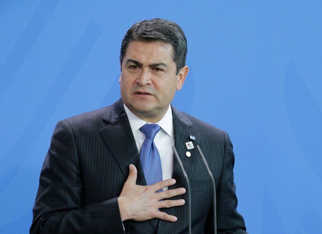 Juan Orlando Hernández en una visita a Alemania