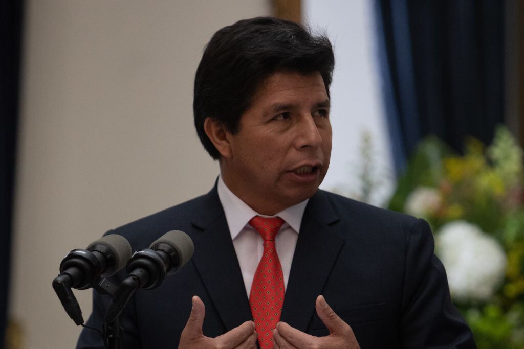 El presidente del Perú, Pedro Castillo, en su visita oficial a Santiago de Chile