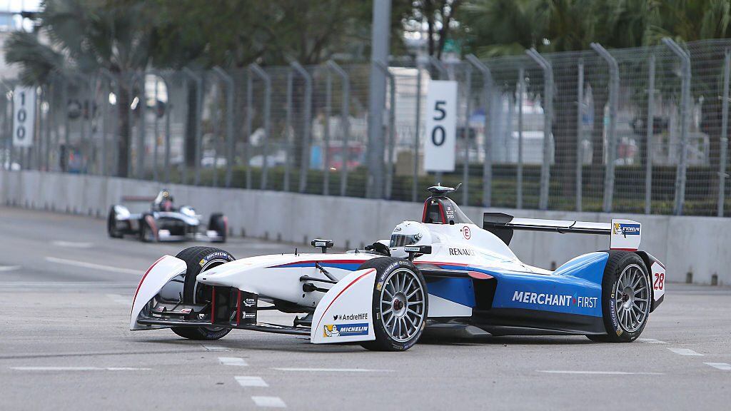 Andretti Formula E Team driver Scott Speed during practice for the 2015 FIA Formula E Miami ePrix in downtown Miami on Saturday, March 14, 2015. (David Santiago/El Nuevo Herald/Tribune News Service via Getty Images)