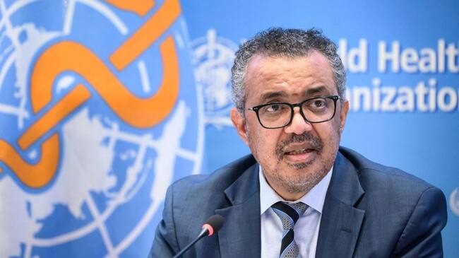 World Health Organization (WHO) Director-General Tedros Adhanom Ghebreyesus speaks during a press conference on December 20, 2021 at the WHO headquarters in Geneva. - The World Health Organization chief called for the world to pull together and make the difficult decisions needed to end the Covid-19 pandemic within the next year. (Photo by Fabrice COFFRINI / AFP) (Photo by FABRICE COFFRINI/AFP via Getty Images)