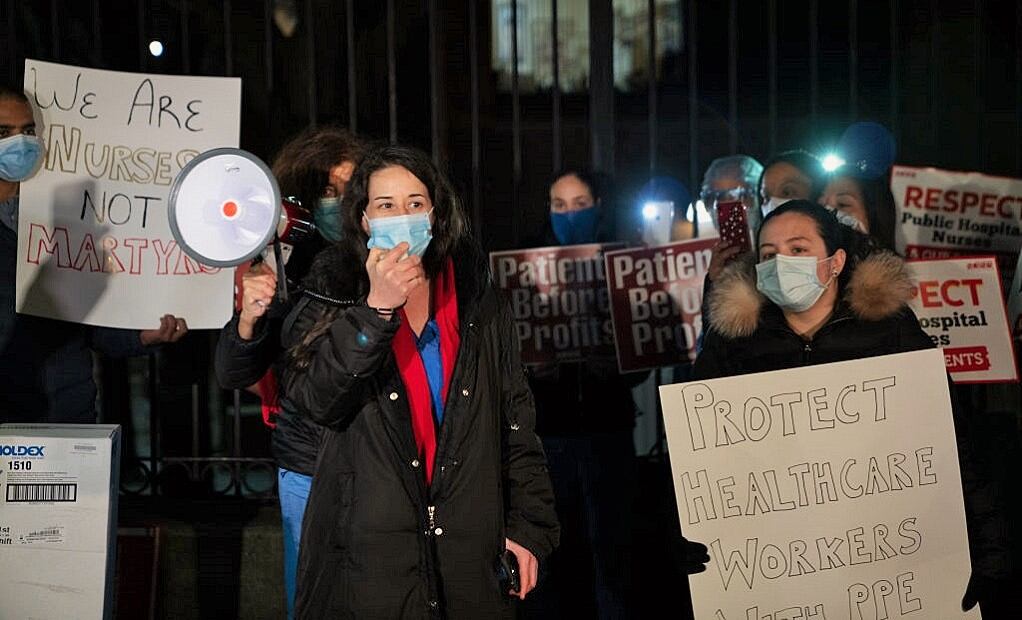 Trabajadores de la salud protestan por la falta de equipamiento en la ciudad de Nueva York
