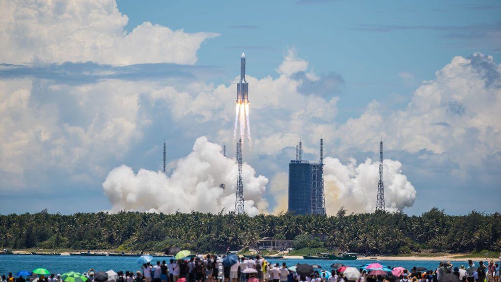 WENCHANG, CHINA - JULY 23, 2020 - Tianwen-1 Mars probe launched successfully, Wenchang City, Hainan Province, China, July 23, 2020.- PHOTOGRAPH BY Costfoto / Barcroft Studios / Future Publishing (Photo credit should read Costfoto/Barcroft Media via Getty Images)