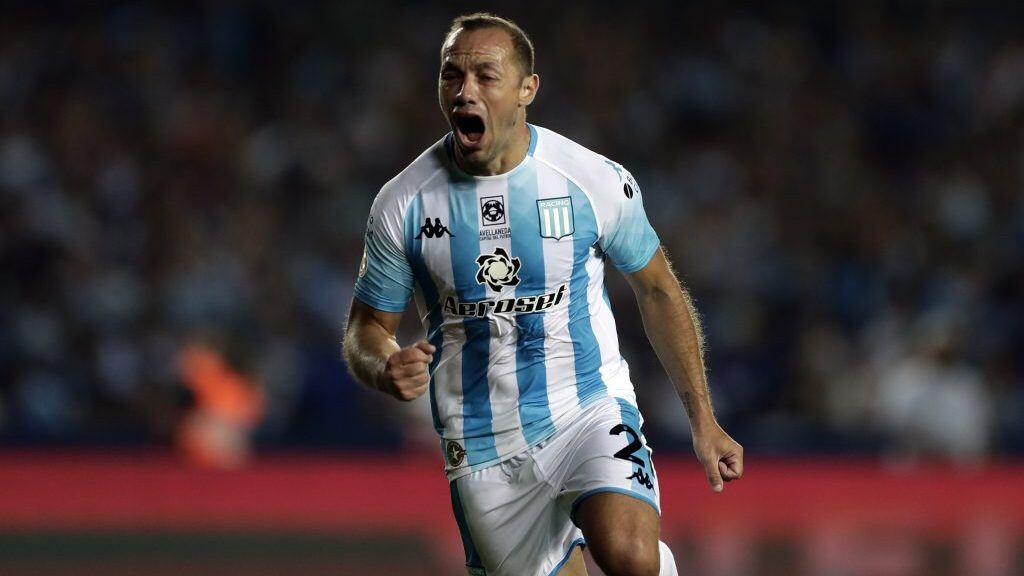 BUENOS AIRES, ARGENTINA - FEBRERO 9: Marcelo Diaz de Racing Club en festejo despues de anotar el primer gol de su equipo durante el juego de la Fecha 19 de la Superliga 2019/20 de la Liga Argentina de Futbol en el estadio Presidente Peron el 9 de Febrero de 2020 en Buenos Aires, Argentina.FOTO: GUSTAVO ORTIZ/JAM MEDIA/AGENCIAUNO