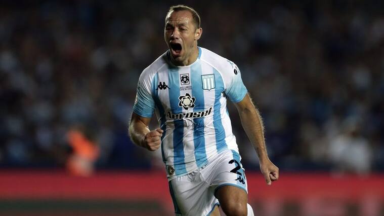 BUENOS AIRES, ARGENTINA - FEBRERO 9: Marcelo Diaz de Racing Club en festejo despues de anotar el primer gol de su equipo durante el juego de la Fecha 19 de la Superliga 2019/20 de la Liga Argentina de Futbol en el estadio Presidente Peron el 9 de Febrero de 2020 en Buenos Aires, Argentina.FOTO: GUSTAVO ORTIZ/JAM MEDIA/AGENCIAUNO