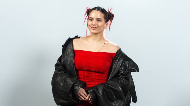 MADRID, SPAIN - MARCH 17: The singer, Rosalia, poses during the presentation of her album 'Motomami' at the Bless Hotel, on 17 March, 2022 in Madrid, Spain. This album, composed of 16 songs and produced under the label Columbia Records, is the third of the Spanish singer-songwriter. (Photo By Gustavo Valiente/Europa Press via Getty Images)