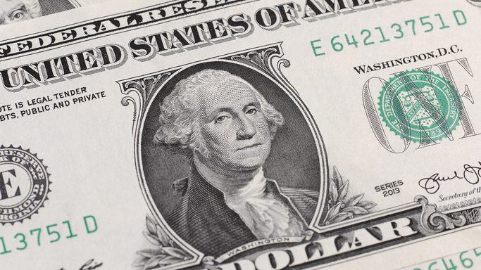 close up of $1 US dollar banknote
