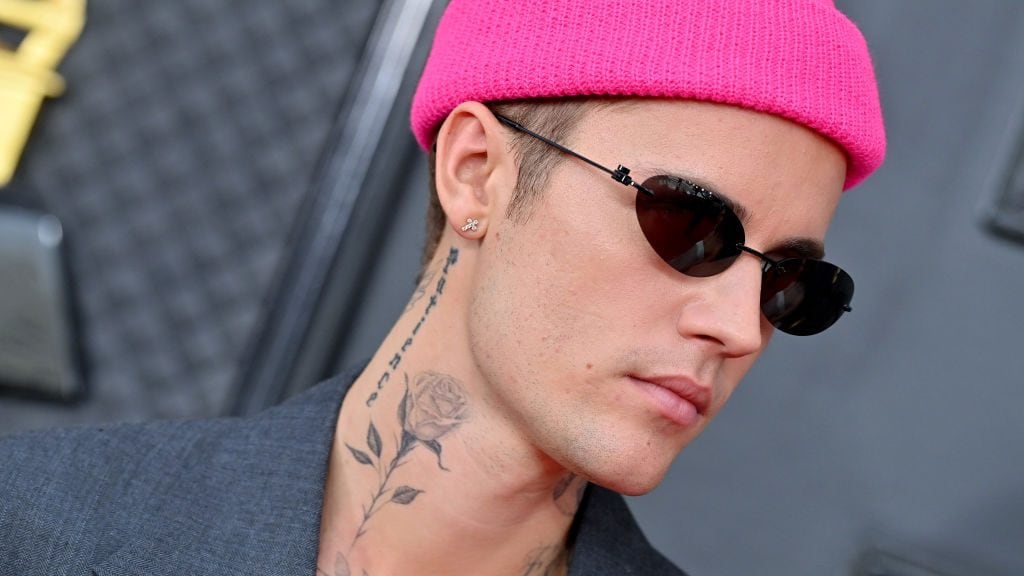 LAS VEGAS, NEVADA - APRIL 03: Justin Bieber attends the 64th Annual GRAMMY Awards at MGM Grand Garden Arena on April 03, 2022 in Las Vegas, Nevada. (Photo by Axelle/Bauer-Griffin/FilmMagic)