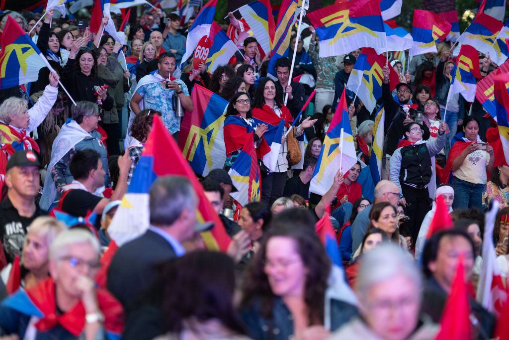 Los seguidores del Frente Amplio en un acto de campaña para las elecciones generales en Uruguay