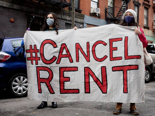 Manifestantes piden cancelar las rentas en Nueva York