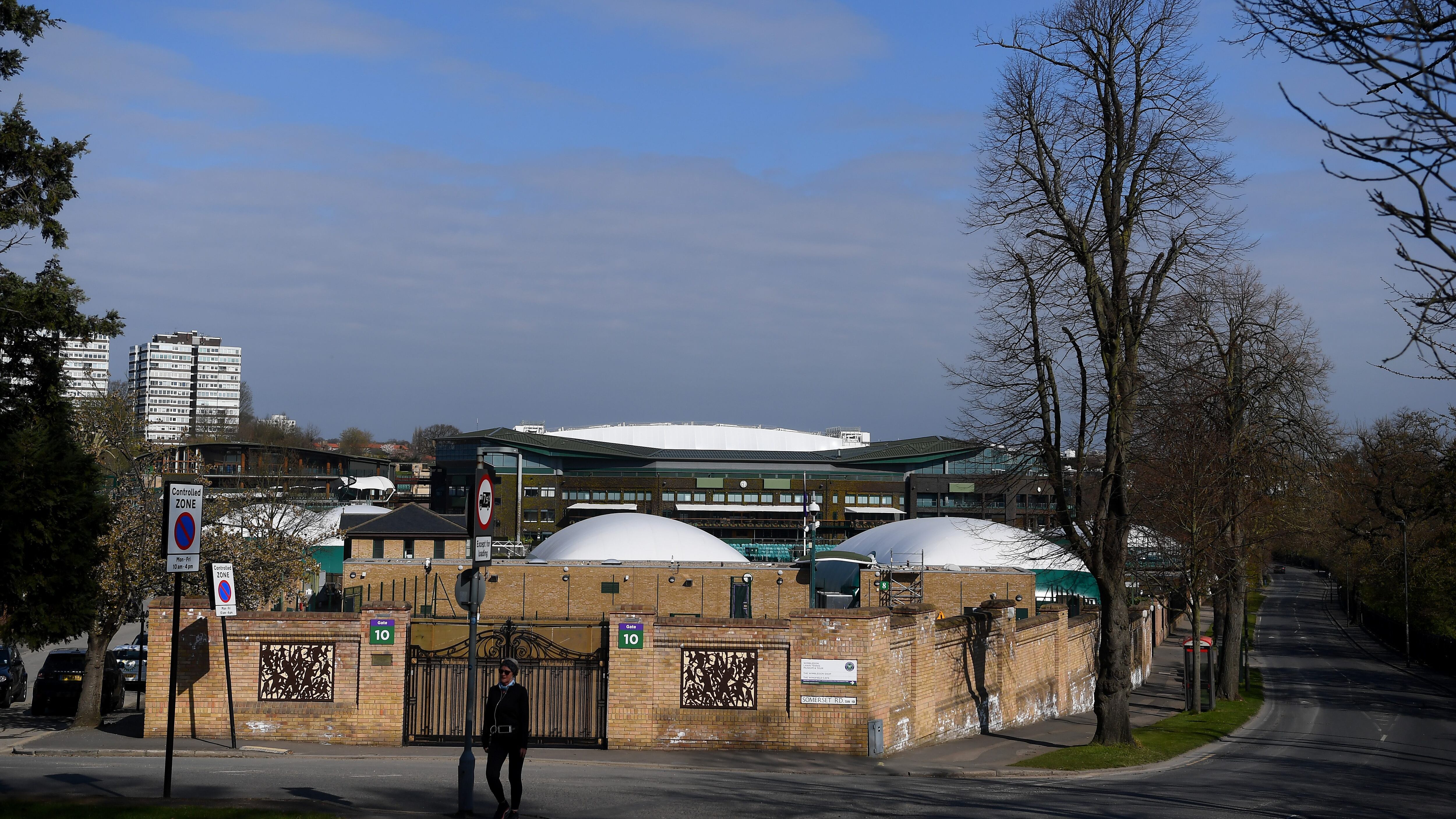 LONDON, ENGLAND - APRIL 01: A genera;l view of The All England Tennis and Croquet Club, best known as the venue for the Wimbledon Tennis Championships, on April 01, 2020 in London, England. The Coronavirus (COVID-19) pandemic has spread to many countries across the world, claiming over 40,000 lives and infecting hundreds of thousands more. (Photo by Alex Davidson/Getty Images)