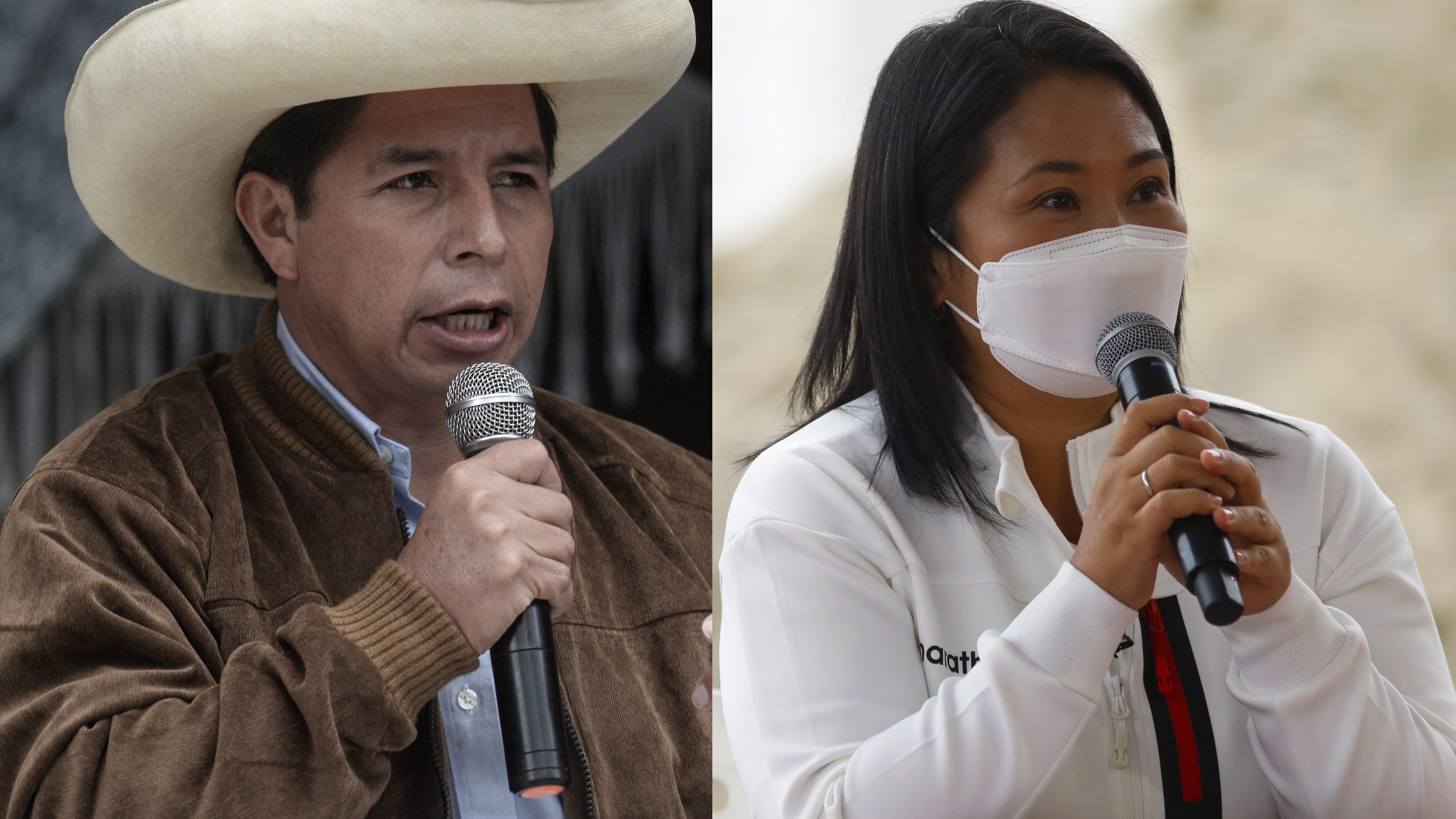 Pedro Castillo y Keiko Fujimori en elecciones presidenciales en Perú