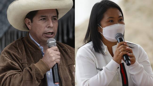 Pedro Castillo y Keiko Fujimori en elecciones presidenciales en Perú